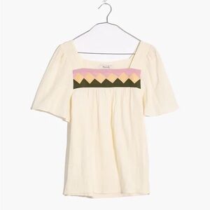 Madewell Patchwork Square Neck Top Size Small